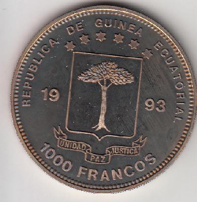 Beschrijving: 1.000 Francs DIPLODOCUS Coloured